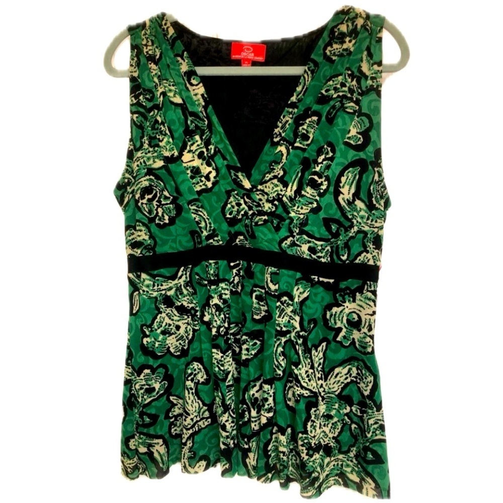 NWT Oscar De La Renta Missy Flora Sleeveless Top Size XL